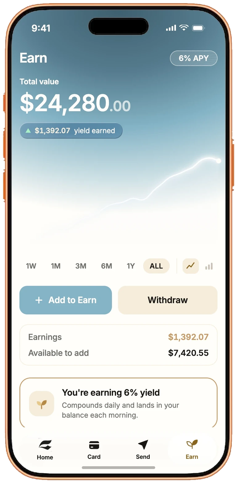 The PureFi Earn screen showing a total value of $24,280