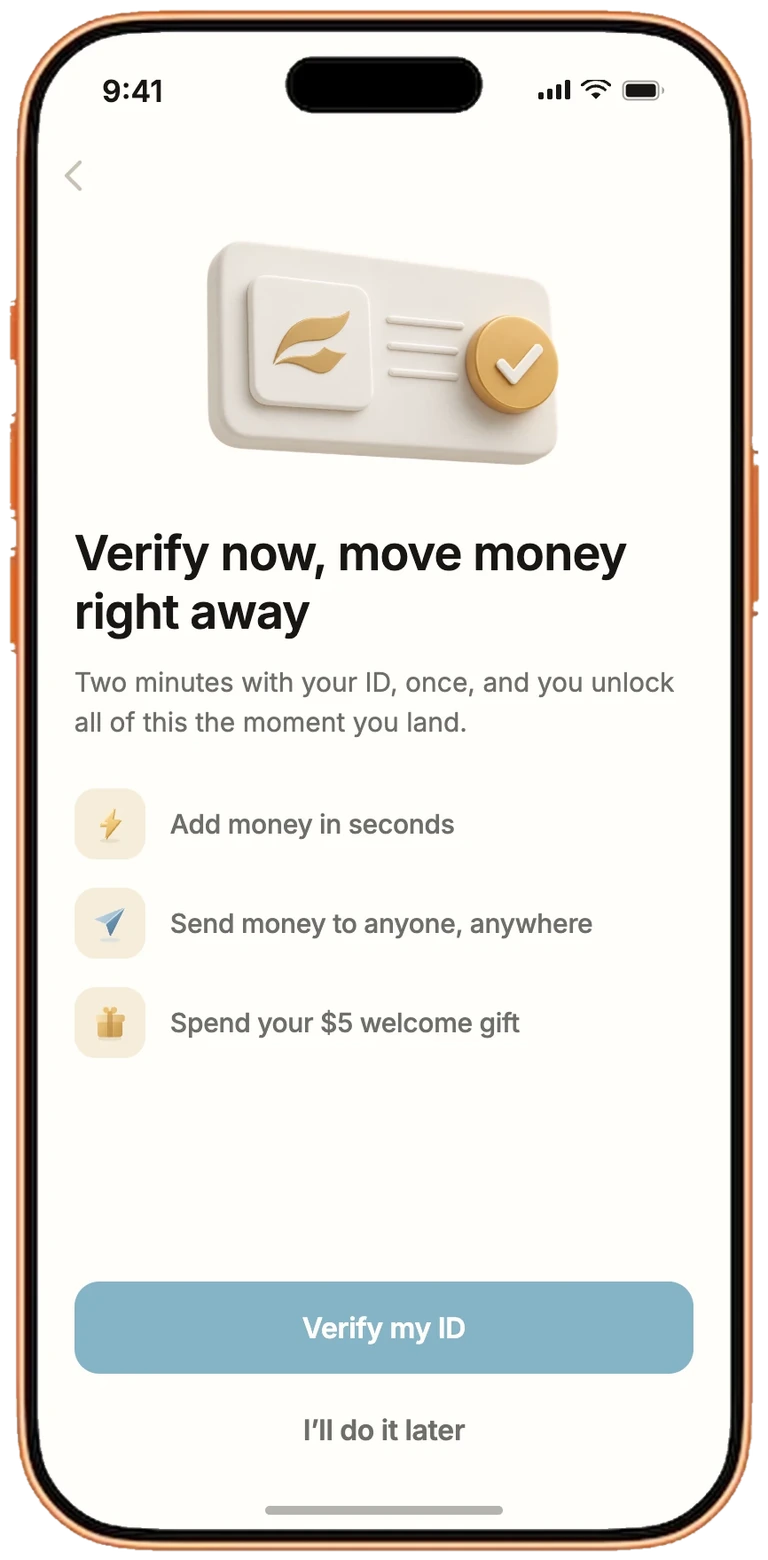 The PureFi app asking you to verify your ID